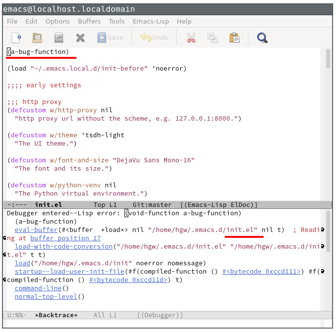 加 --debug-init 参数启动 Emacs