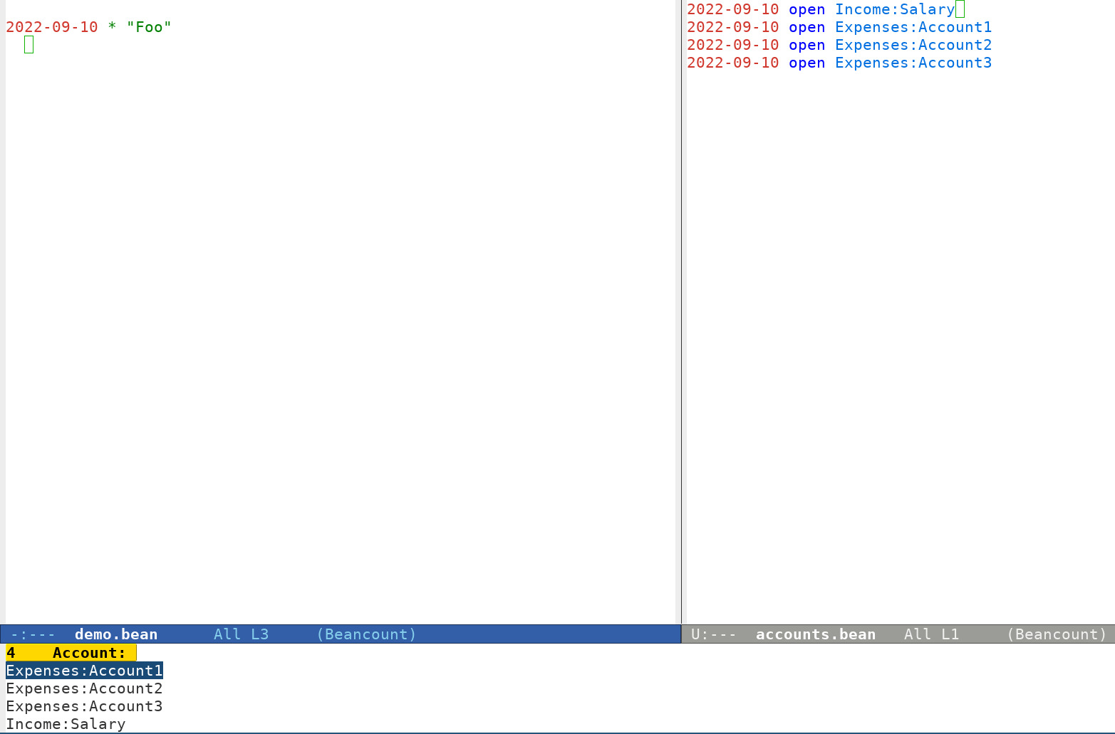 从单独的 accounts.bean 补全账户