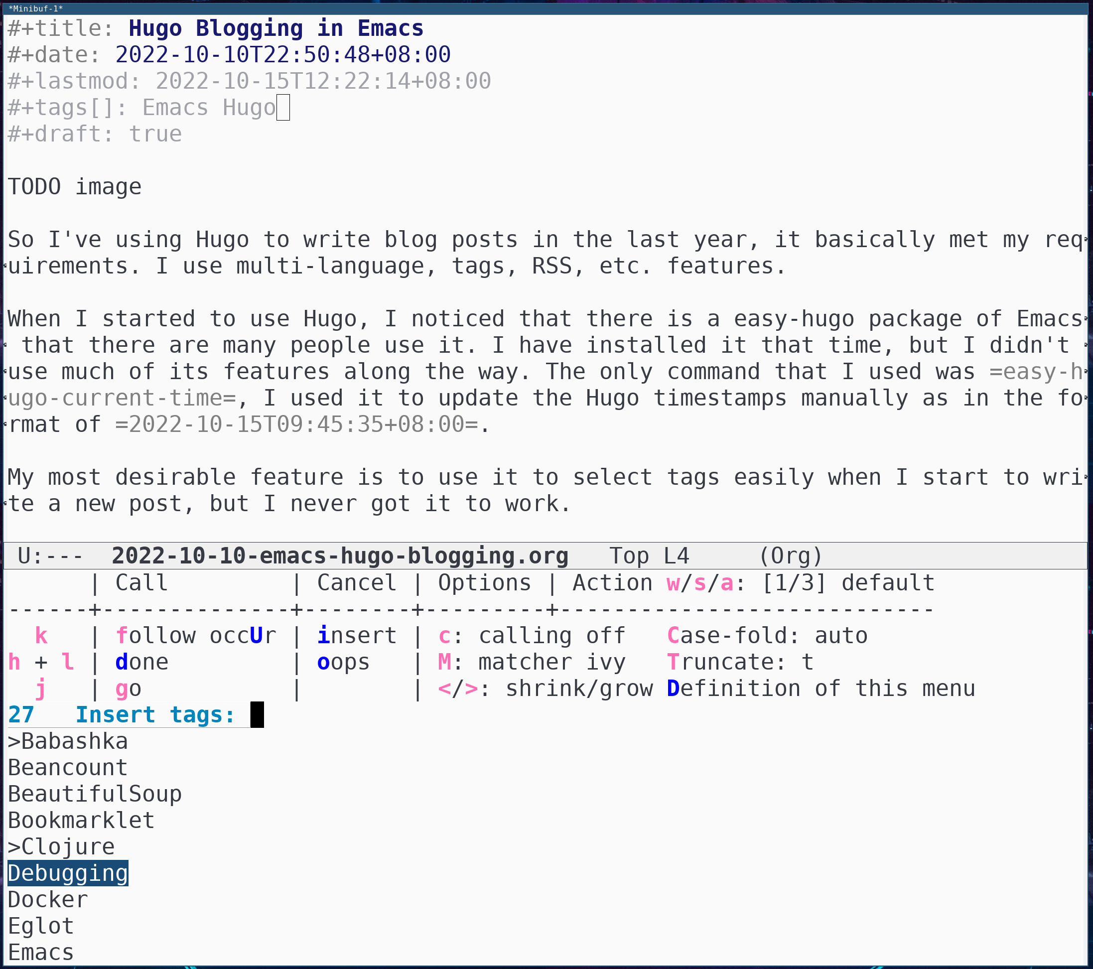 Select tags using ivy in Emacs
