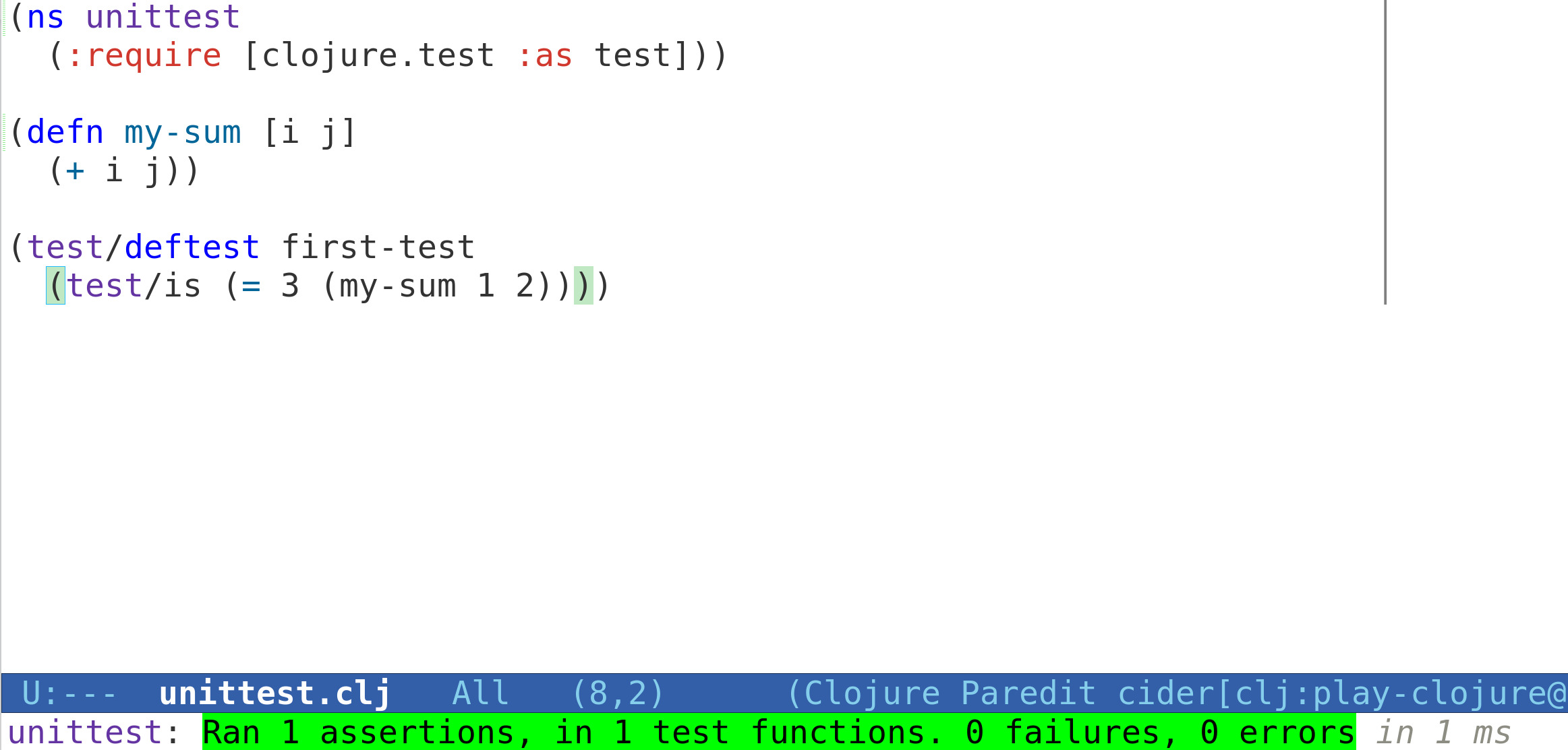 Run the test at point using cider
